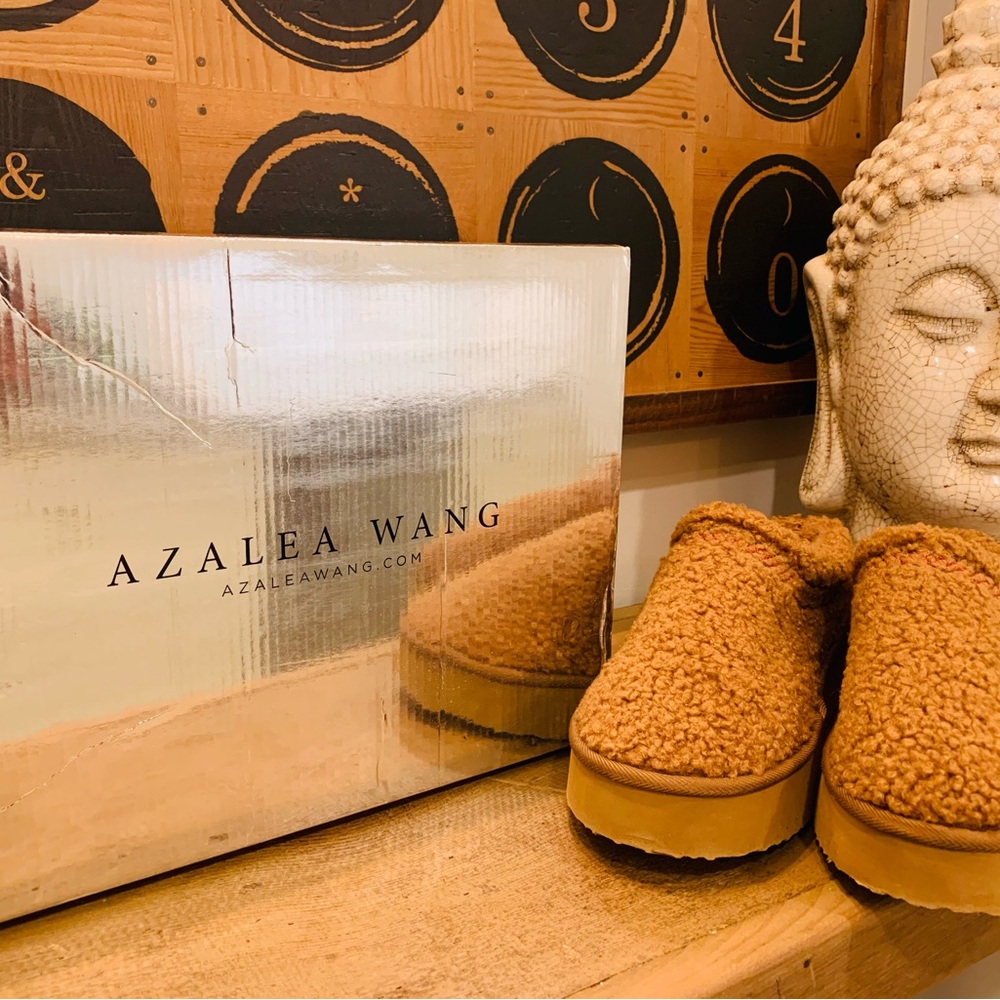 NWOT Azalea Wang Damari Chestnut - Beige Sherpa Slippers (9)